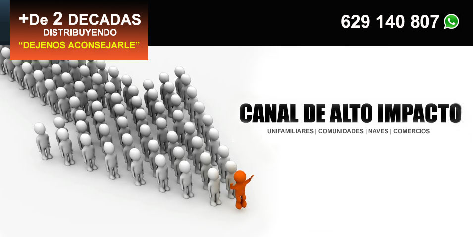 Reparto de publicidad SIN CESTAS en los 353.000 buzones de unifamiliares de la Comunidad de Madrid. Sin intermediarios. Somos distribuidora directa, NO comercializadora.